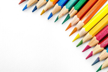Fototapeta premium color pencil on white background, wooden colored pencils