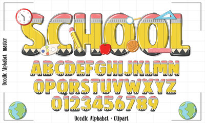 School Doodle alphabet Set,Back to school Doodle alphabet ,Teacher Doodle alphabet,School Sublimation Design,School letter,Teacher Letters,graduate Doodle font,T shirt Design,School SVG © PHONGSAKON