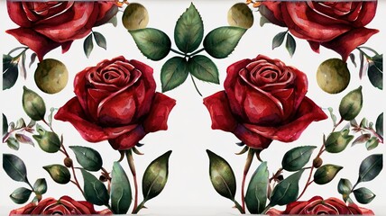 Red Roses on white Background Ai generative