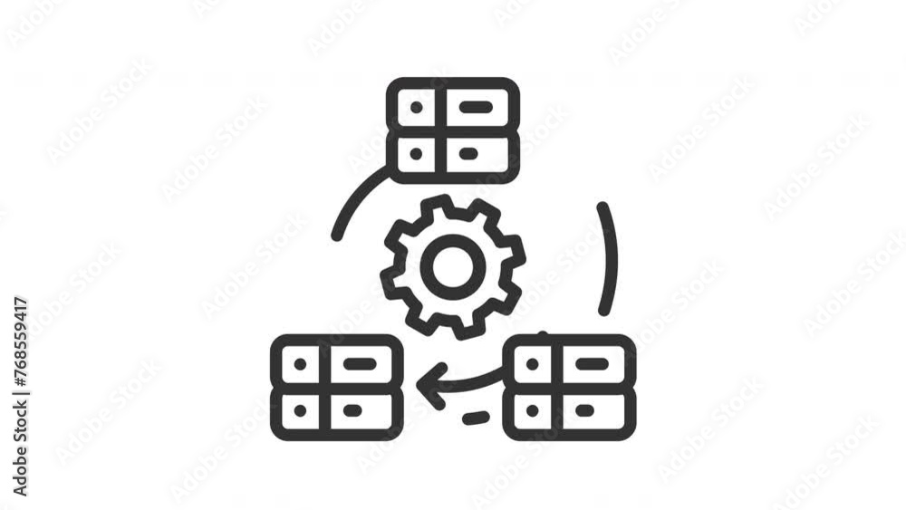 Poster animated update system with computer server and gear wheel. ideal for technology blogs, it companies