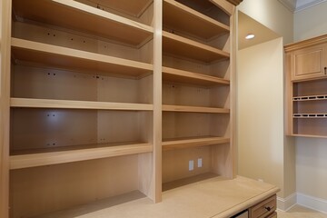 empty wallmounted pantry cabinets in a kitchen