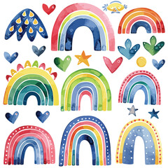 Watercolor Rainbows Clipart 