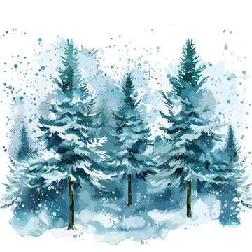 Watercolor Winter Background clipart isolated on white