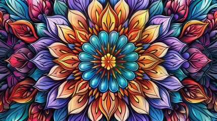 An adult coloring book filled with intricate mandala pat - obrazy, fototapety, plakaty
