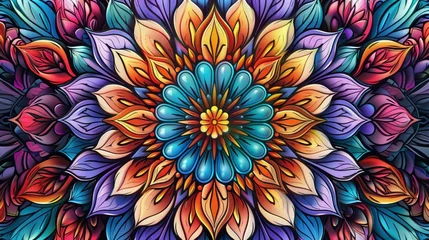 Fototapete Boho-Stil An adult coloring book filled with intricate mandala pat