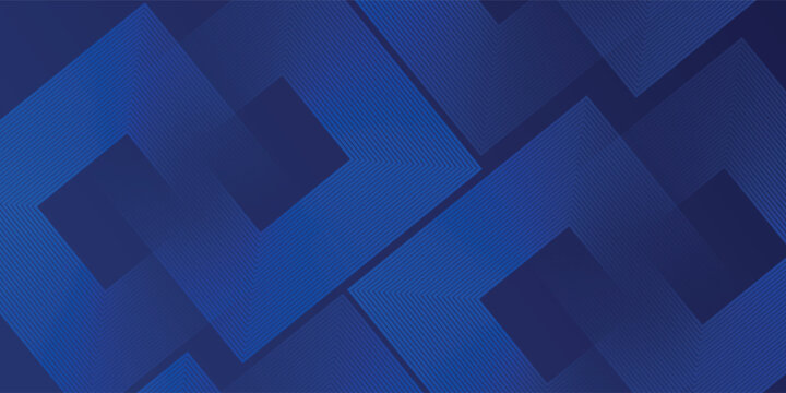 Abstract blue glowing geometric lines on dark blue background. Modern shiny blue square lines pattern. illustration