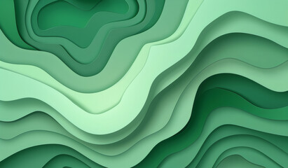 Abstract, paper and creative design in the style of curves for backdrop, wallpaper or graphic poster advertising with copyspace. Green, layers and craft template for background, banner or mockup - obrazy, fototapety, plakaty