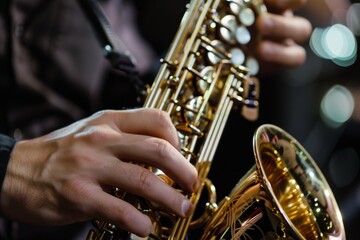 closeup of fingers on sax keys during solo