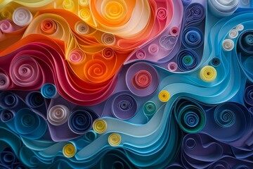 Colorful paper quilling designs geometric pattern - 768565639
