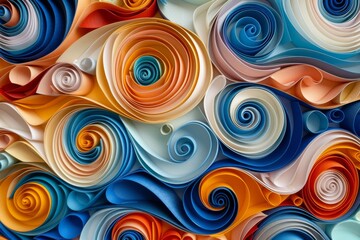 Fototapeta na wymiar Colorful paper quilling designs geometric pattern