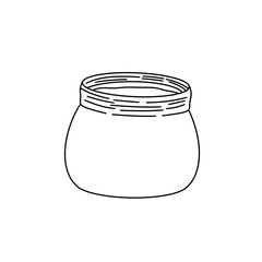A jar is drawn in black and white. The jar is empty and has a lid