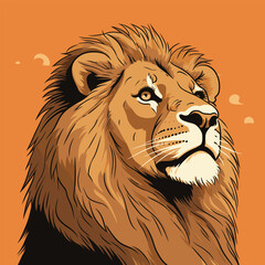 A regal lion with a golden mane stands proud 