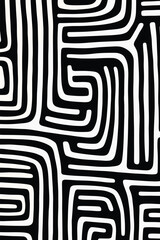  black and white abstract pattern consisting of various geometric shapes and lines