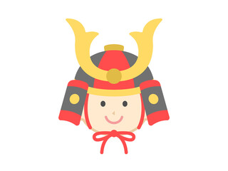 兜をかぶった、男の子のアイコンのイラスト