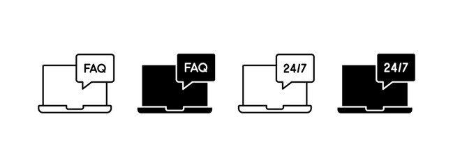 Customer service and support icon vector set. Feedback, info symbol