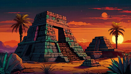 Temple ruins in an ancient egypt citys Illustration