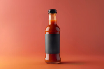 Barbecue sauce bottle with a unique label design, isolated on a gradient background 