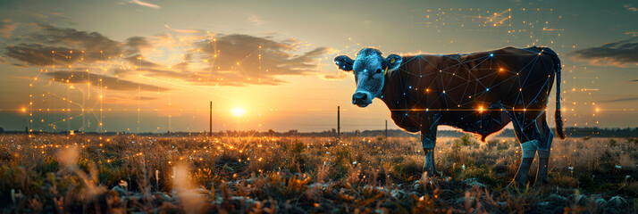 Precision Livestock Farming precision livestock,
Cow on the pasture - obrazy, fototapety, plakaty