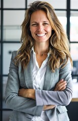 Obraz premium Smiling mature woman office worker.