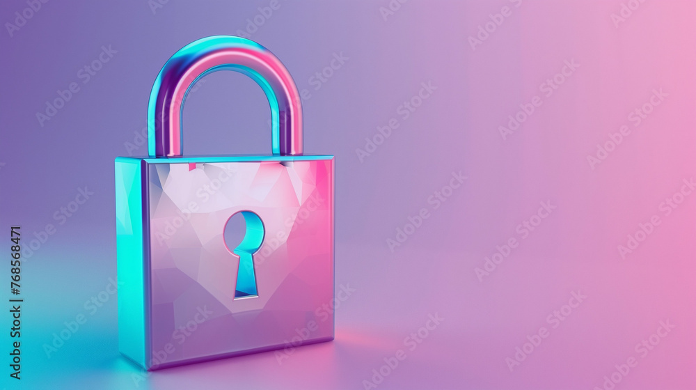 Aufkleber cyber security 3d concept on gradient background