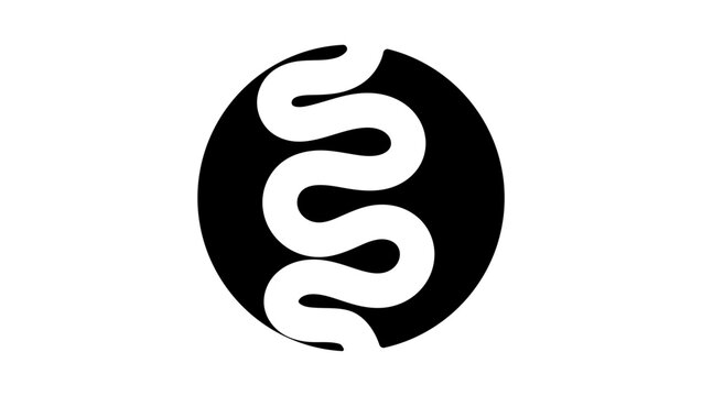 Human intestines emblem, black  isolated silhouette
