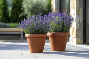 Lavender flowers in pots