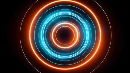 Digital circular neon light abstract graphic poster web page PPT background