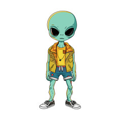 Trendy alien street style.

