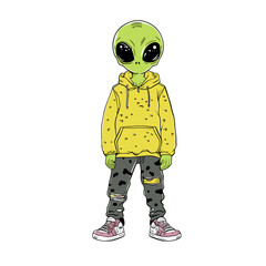 Trendy alien street style.
