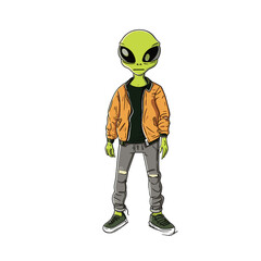 Trendy alien street style.
