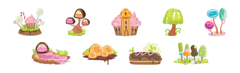 Sweet Candy Wonderland and Forest Object Vector Set