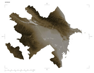 Azerbaijan shape isolated on white. Sepia elevation map © zelwanka