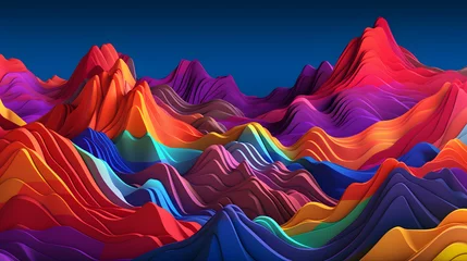 Schilderijen op glas Digital rainbow wavy mountains abstract graphic poster web page PPT background © JINYIN