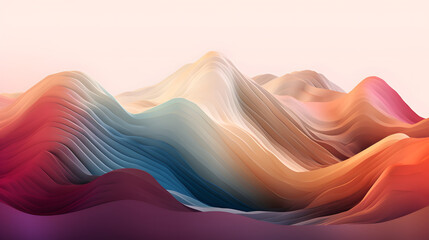 Fototapeta premium Digital rainbow wavy mountains abstract graphic poster web page PPT background