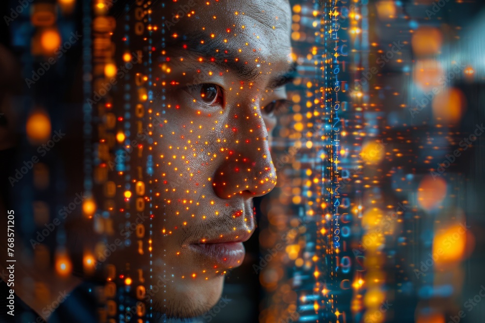 Poster matrix business digital number artificial intelligence, technology processing