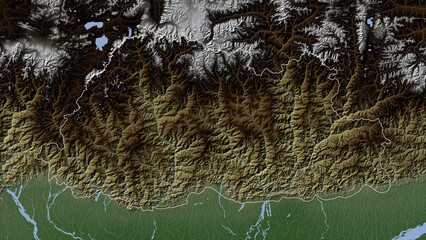 Bhutan outlined. Pale elevation map © zelwanka
