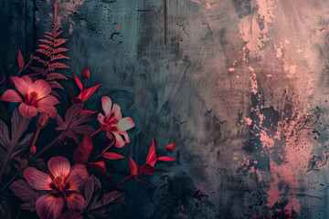 Vintage Florals and botanical pattern art and design. Beautiful fantasy dark wallpaper and background. generative ai.