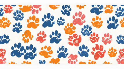 seamless pattern design of puppy paw prints - obrazy, fototapety, plakaty