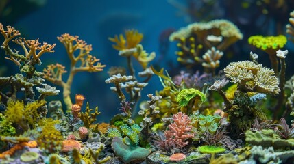 Naklejka na ściany i meble Diverse Coral Reef Aquarium Display