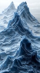 Topographic Mountain Range: Digital Background with Abstract Depth Map, Ethereal Atmosphere