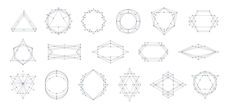 Set of geometric line frames. Vector illustration.
