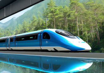 Futuristic train concept, modern high speed.Generative AI