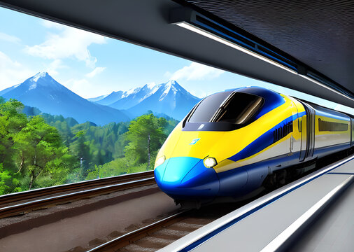 Futuristic train concept, modern high speed.Generative AI