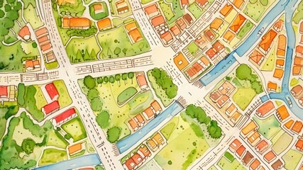 Obraz premium 上から見た街の地図_1