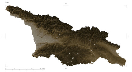 Georgia shape isolated on white. Sepia elevation map © zelwanka