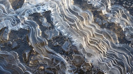 Fototapeta premium Close Up View of Ice on the Ground