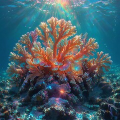 Naklejka na ściany i meble coral reef with coral