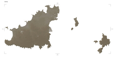 Guernsey shape isolated on white. Sepia elevation map