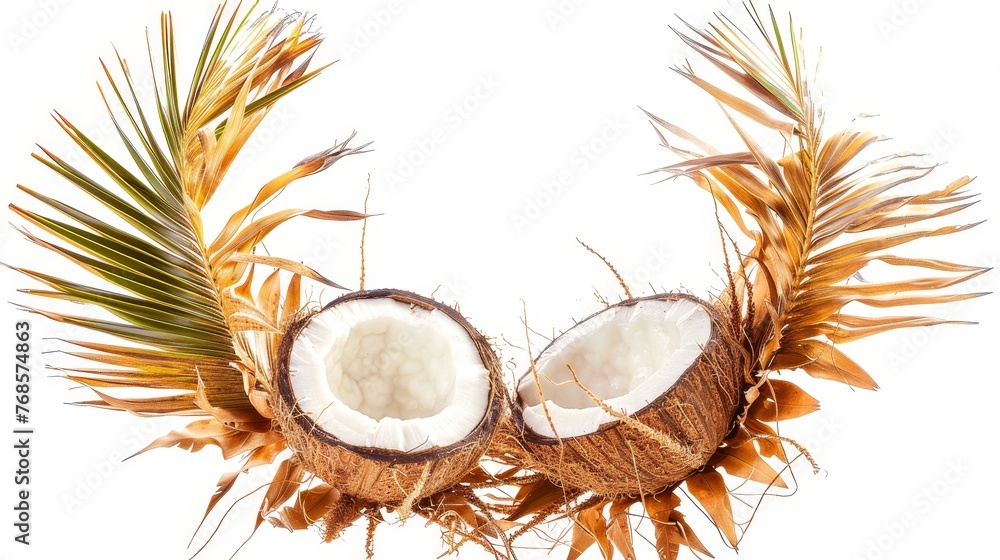Poster an isolated coconut palm tree crown on a white background