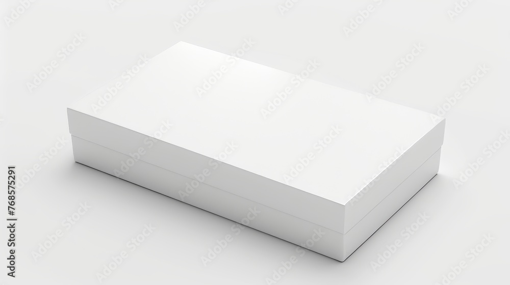 Poster The far angle of a white horizontal rectangle blank box is shown on a white background in 3D.